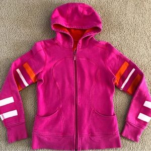 Lululemon vintage scuba hoodie.   Size 8.   Pink/orange.    Good condition.